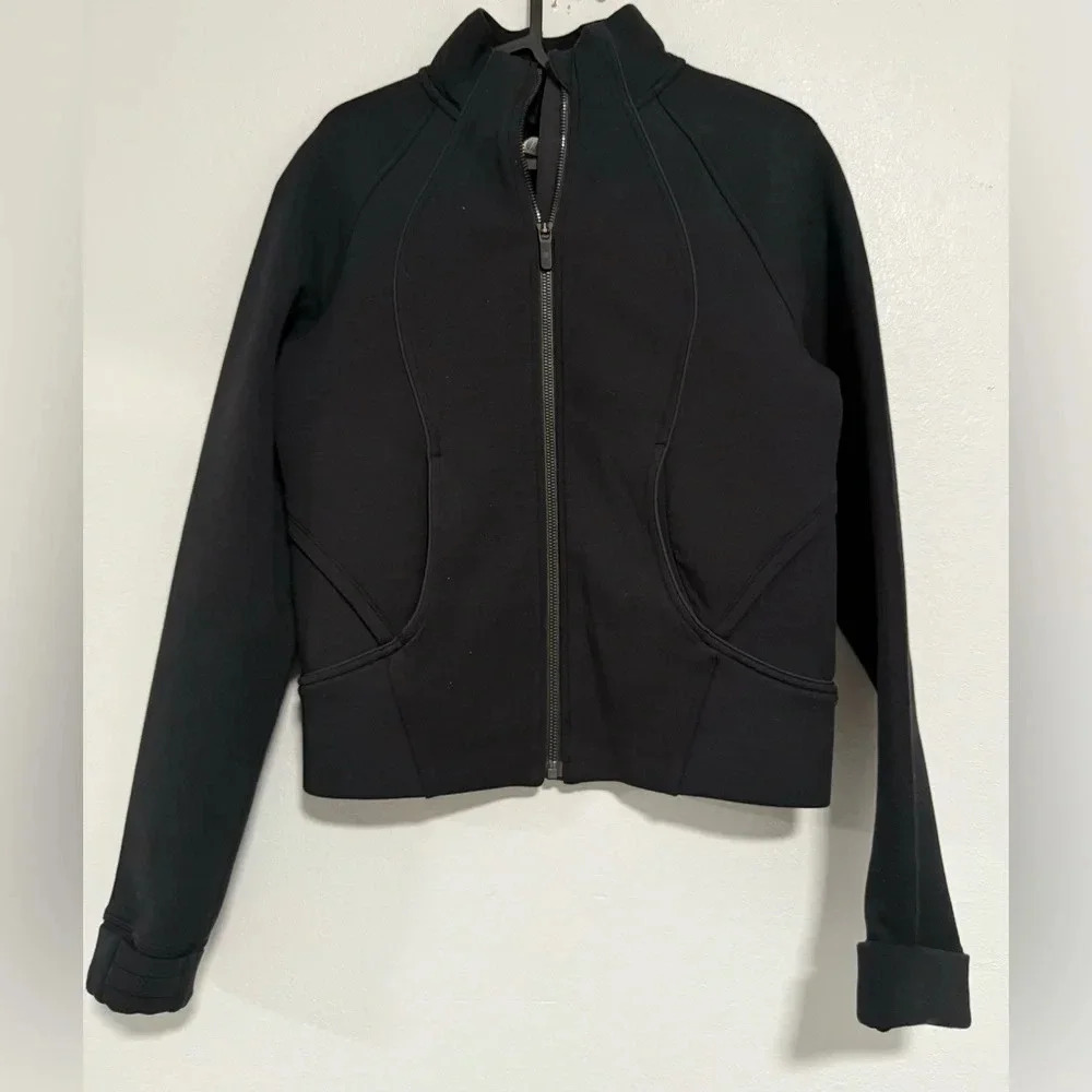 Lululemon Athletica Black Full Zip Jacket Mock Neck Athleisure Women's Size 6